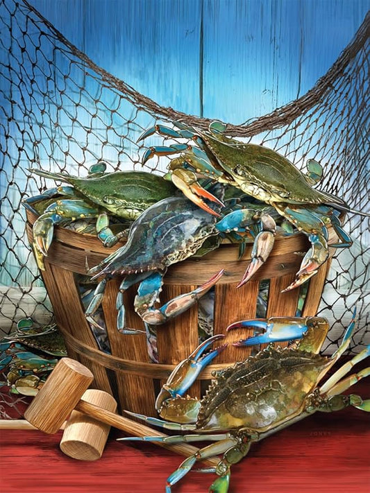 Heritage Puzzle Crab Catch - 550 Pieces Jigsaw Puzzles for Adults by Larry Jones- Size 18"x24"