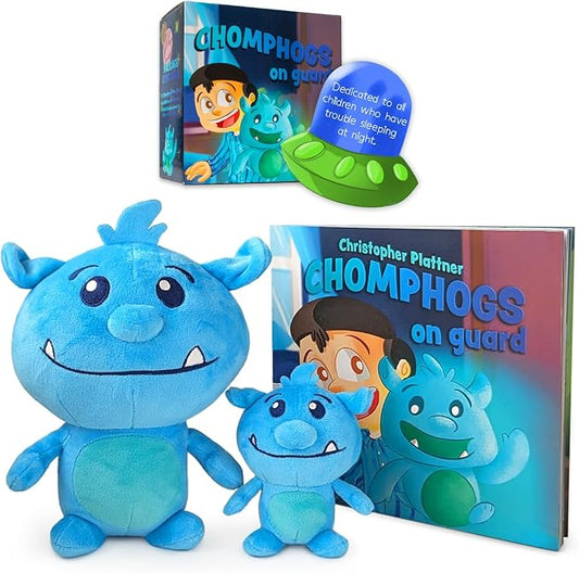 Chomphogs on Guard - Plush Protectors for Kids Scared of The Dark - Kids Finally Sleep Alone at Night - Storybook & Bedtime Buddies - Plush Animals and Book Set (1-9 Yrs.)