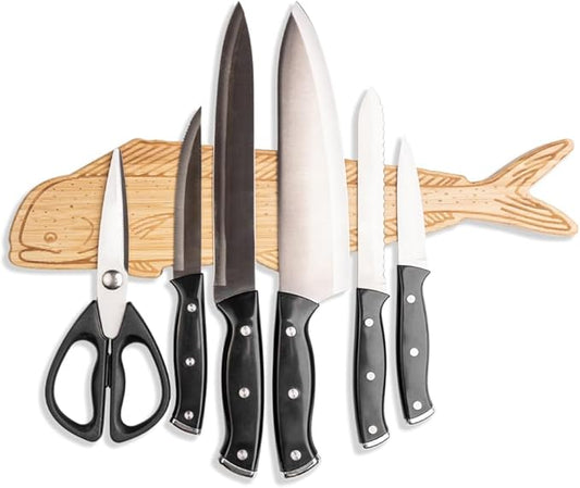 Premium Mangetic Knife Holder for Wall - Strong Heavy-Duty 16 Inch Engraved Magnet for Knives - Wall or Refrigerator Kitchen Magnetic Knife Stripe - Designed in U.S. (Mahi-Mahi)