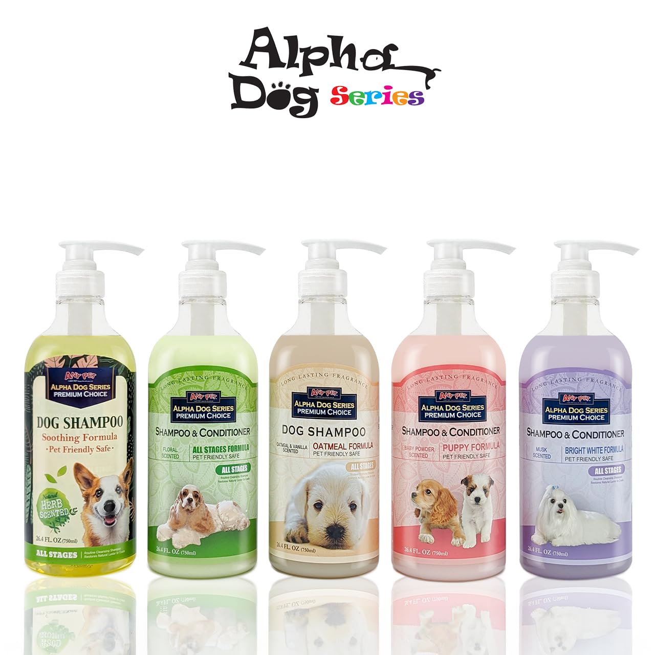 Alpha Dog Series Puppy Grooming Natural Dog Shampoo and Conditioner with Aloe Vera, pH balanced Shampoo for Dogs, Tear-Free, Moisturizing Dog Shampoo for Sensitive Skin - 26.4 Oz
