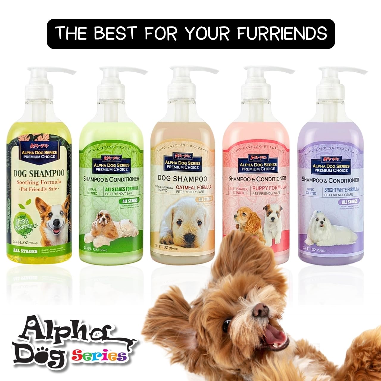 Alpha Dog Series All Natural Anti Itch Oatmeal Shampoo + Conditioner for Dogs | Hypoallergenic Soothing Relief for Dry, Itchy, Bitten or Allergy Damaged Skin (Pack of 2)