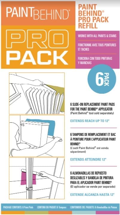 PAINT BEHIND Refill 6Pack with Paint Tray 16 in. L x 12 in. W x 12 in. H Nylon Flat Paint Brush Toilet Tool - Hard to Reach Areas, Wall Painting Supplies for Home Improvement Paint Kit