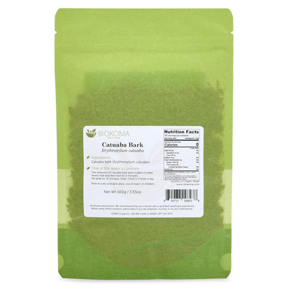 Pure and Natural Biokoma Catuaba Bark Dried Herb - Herbal Tea in Resealable Pack Moisture Proof Pouch 100g - EXP 12/23/2026