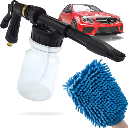 Mint Bucket Brands Foam Car Wash Gun Sprayer + Microfiber Mitt - Rich Suds - Attach to Garden Hose - Car Cleaning Foam – Mix w Car Wash Soap and Water - Auto Detailing Kit