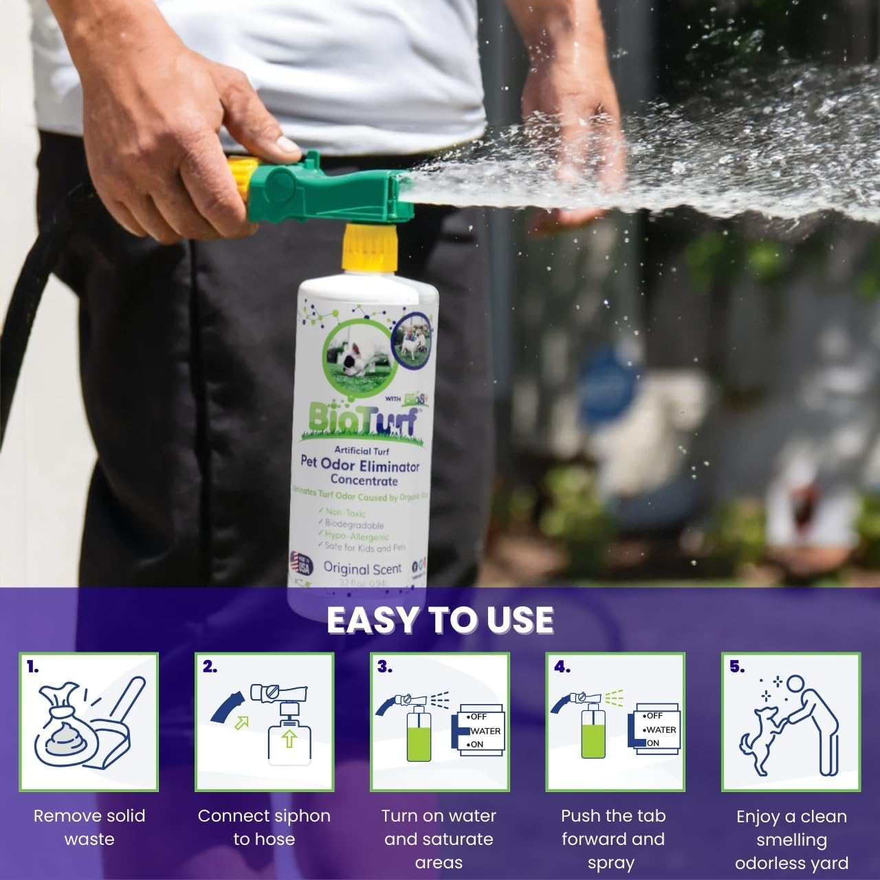 BioTurf BioS+ Turf Enzyme Cleaner and Pet Odor Eliminator (1 Gallon)
