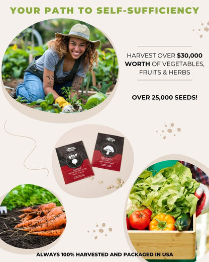 Tactiko Survival Vegetable and Herb Seed Kit (50 Variety, 25,000+ Seeds)