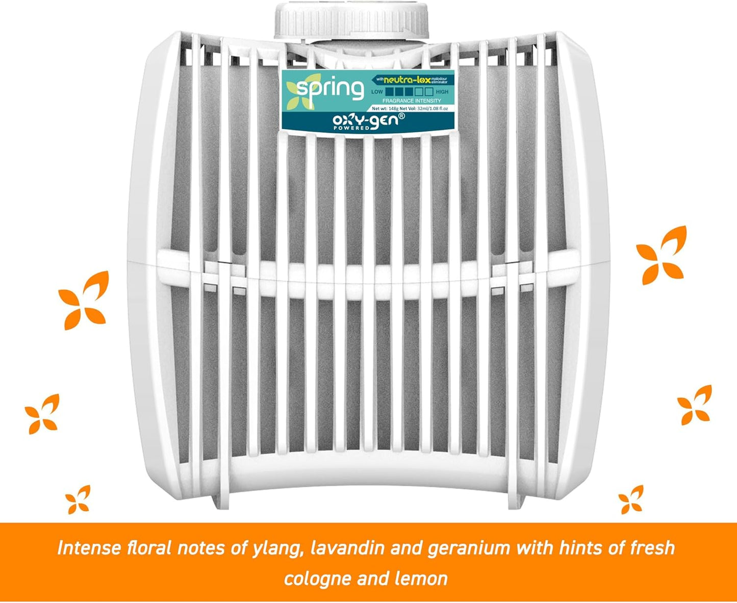 Oxygen-Pro - Grande Refill - Commercial Air Freshener and Deodorizer, Odor Eliminator, and Fragrancing System - Spring Scent - 365 Day Supply - 6 Pack