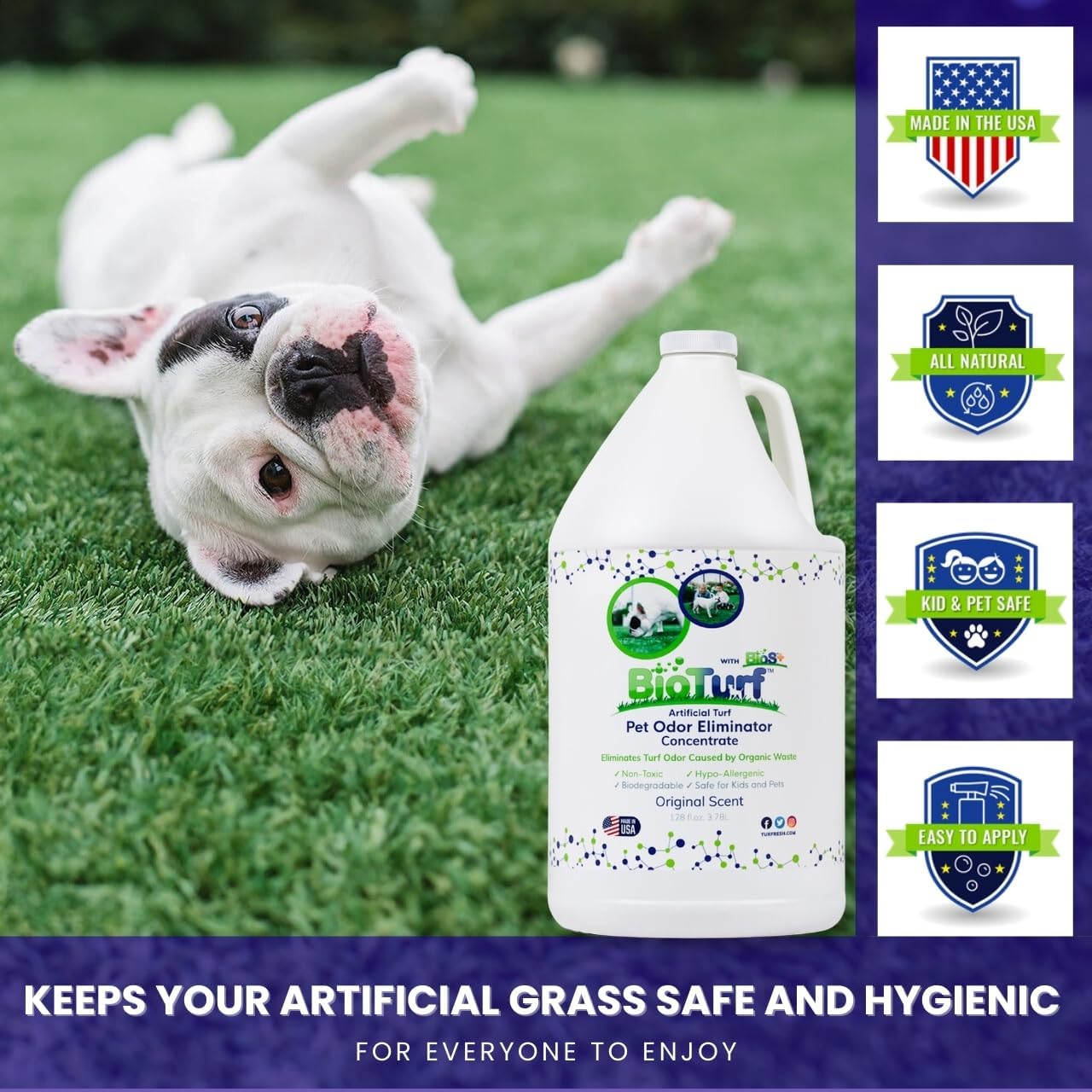 BioTurf BioS+ Turf Enzyme Cleaner and Pet Odor Eliminator (1 Gallon)