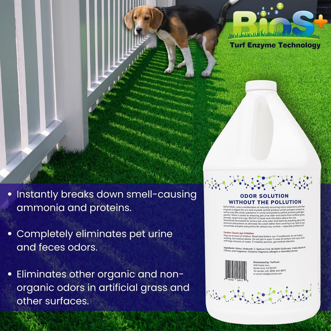 BioTurf BioS+ Turf Enzyme Cleaner and Pet Odor Eliminator (1 Gallon)