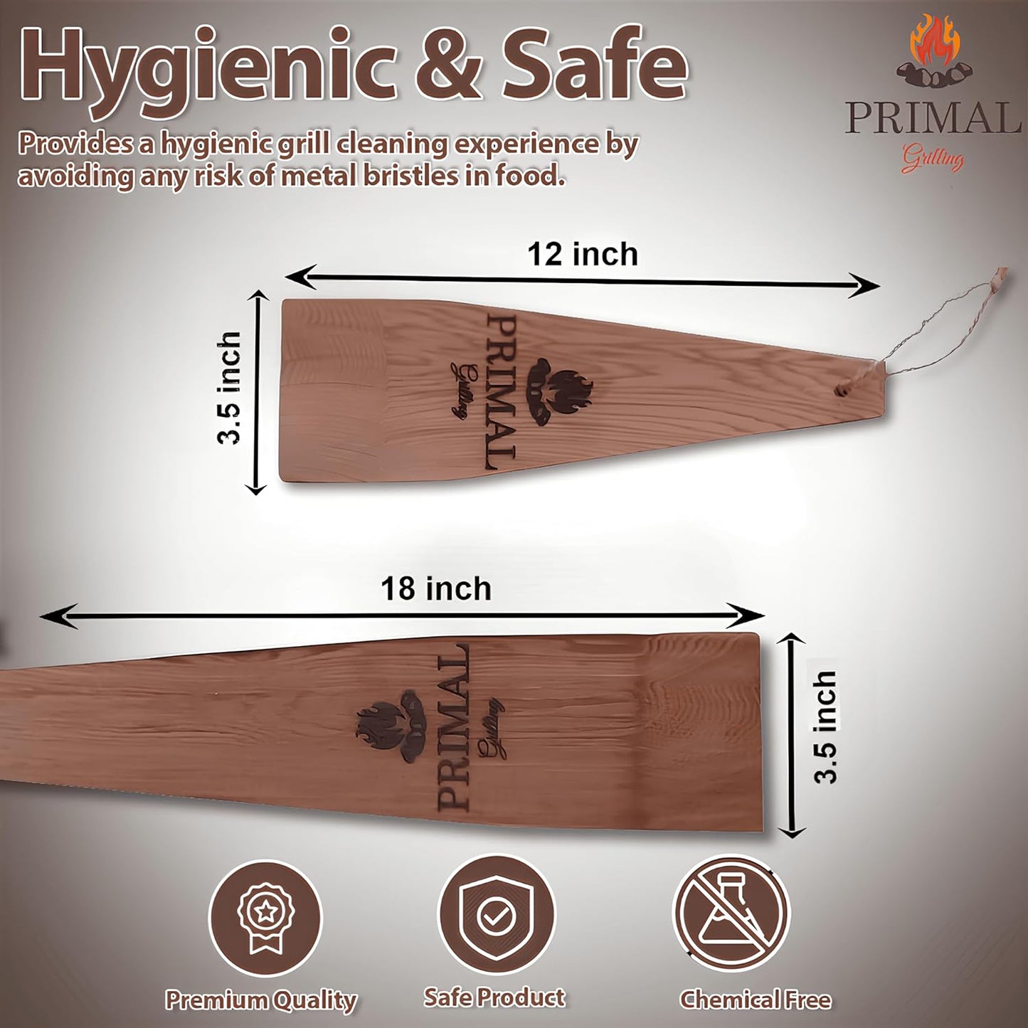Primal Grilling Cedar Grill Scraper Gift Set (12″ + 18″, 2 Pack)
