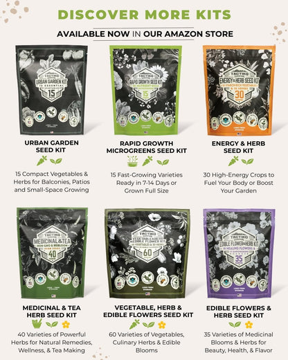 Tactiko Survival Vegetable and Herb Seed Kit (50 Variety, 25,000+ Seeds)