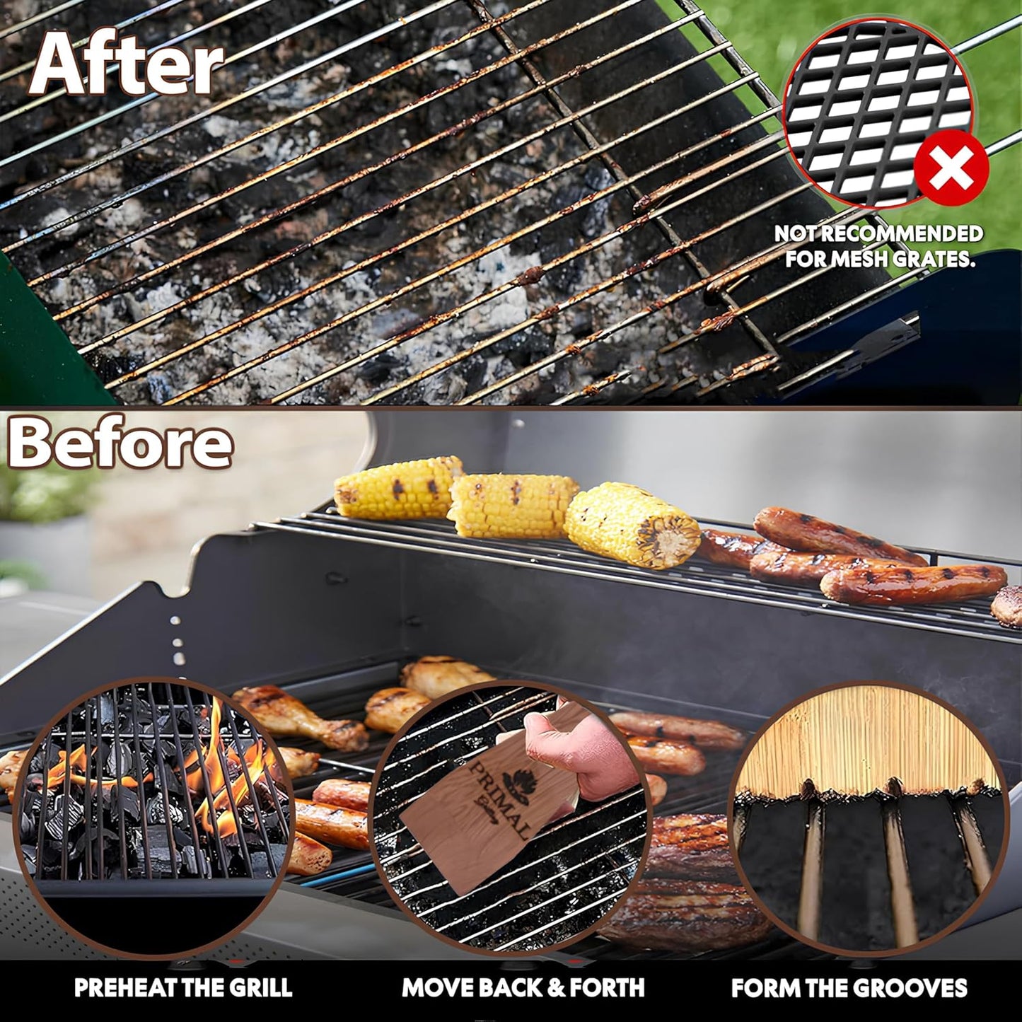 Primal Grilling Cedar Grill Scraper Gift Set (12″ + 18″, 2 Pack)