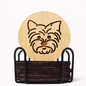Bamboo Yorkie Coasters with Holder (Set of 6, 3.9″)