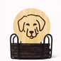 Bamboo Labrador Coasters with Holder (Set of 6, 3.9″)