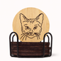 Bamboo Cat Coasters with Holder (Set of 6, 3.9″)