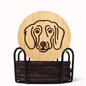 Bamboo Dachshund Coasters with Holder (Set of 6, 3.9″)