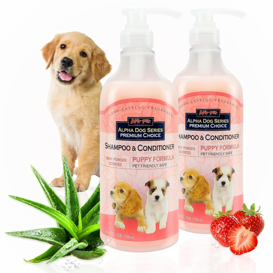 Alpha Dog Series Puppy Shampoo and Conditioner, Baby Powder Scent (2 Pack, 26.4 oz)