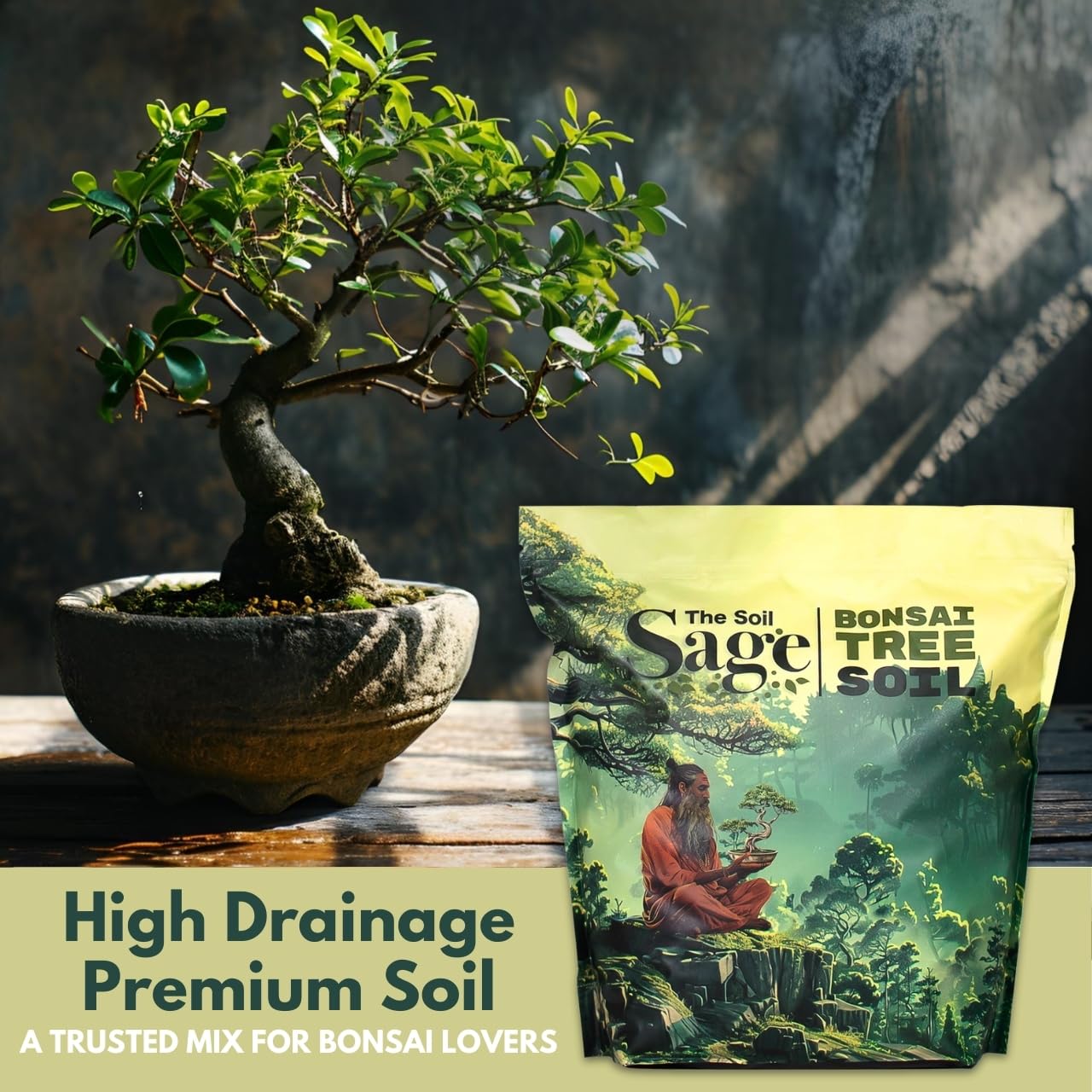 The Soil Sage 5qts/5l Premium Bonsai Mix - U.S.A. Made Ready to Use - Akadama, Pumice, Lava Rock, Pine Bark Fines - Large Bag for All Bonsai Tree Varieties - High Drainage Potting, Repotting