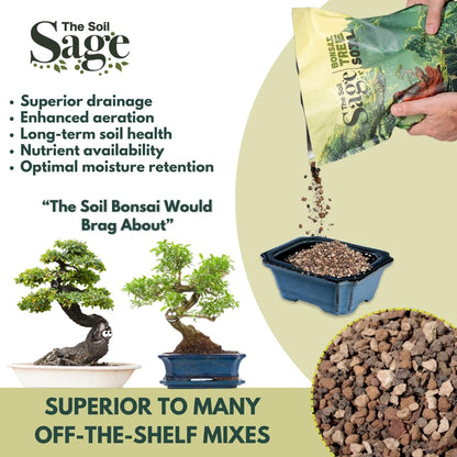 The Soil Sage 5qts/5l Premium Bonsai Mix - U.S.A. Made Ready to Use - Akadama, Pumice, Lava Rock, Pine Bark Fines - Large Bag for All Bonsai Tree Varieties - High Drainage Potting, Repotting