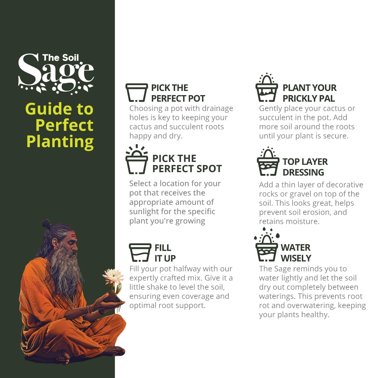 The Soil Sage Hand-Blended Cactus & Succulent Soil Mix 5Qt - Fast Draining Potting Mix with Mycorrhizae Fungi - Ideal for Echeveria, Aloe, Jade - Indoor Outdoor Plants - Made in U.S.A.