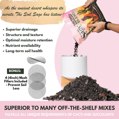 The Soil Sage Hand-Blended Cactus & Succulent Soil Mix 5Qt - Fast Draining Potting Mix with Mycorrhizae Fungi - Ideal for Echeveria, Aloe, Jade - Indoor Outdoor Plants - Made in U.S.A.
