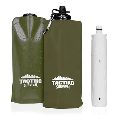 Tactiko 25oz. Purifying Water Bottle - UF Membrane, Activated Carbon Filter 265Gal. from Rivers, Streams - SGS Certified Personal Filter Straw - Camping, Emergency, Survival