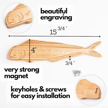 Premium Mangetic Knife Holder for Wall - Strong Heavy-Duty 16 Inch Engraved Magnet for Knives - Wall or Refrigerator Kitchen Magnetic Knife Stripe - Designed in U.S. (Mahi-Mahi)