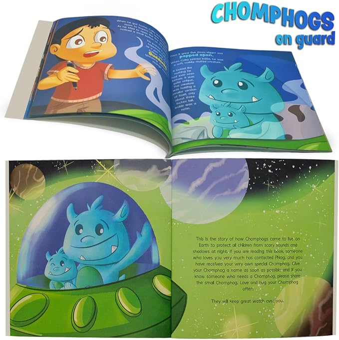 Chomphogs on Guard - Plush Protectors for Kids Scared of The Dark - Kids Finally Sleep Alone at Night - Storybook & Bedtime Buddies - Plush Animals and Book Set (1-9 Yrs.)