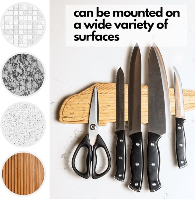 Premium Mangetic Knife Holder for Wall - Strong Heavy-Duty 16 Inch Engraved Magnet for Knives - Wall or Refrigerator Kitchen Magnetic Knife Stripe - Designed in U.S. (Mahi-Mahi)