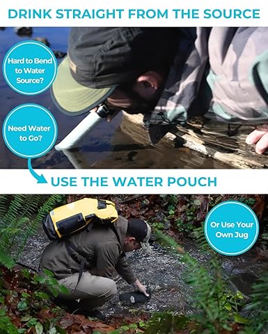 Tactiko 25oz. Purifying Water Bottle - UF Membrane, Activated Carbon Filter 265Gal. from Rivers, Streams - SGS Certified Personal Filter Straw - Camping, Emergency, Survival