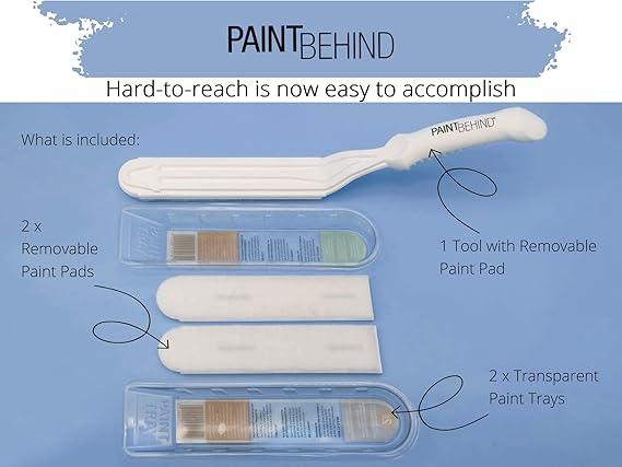 Paint Behind Toilet Tool Nylon Brush and Refill Bundle - Flat Paint Brush Set for Walls, Behind Toilet and Hard to Reach Areas - Painting Supplies for Home Interior Set