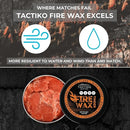 Tactiko Fire Wax - Burns Up to 5 Minutes, 50 Uses, 60g - Perfect for Wet Wood - Compact, Water & Wind Resistant - Camping Gear, Survival Kit, Hikers, Emergency Use - U.S. Company