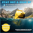 Tactiko Survival 30L Heavy-Duty 100% Waterproof Backpack - Dry Roll-Top Floating Backpack - Rip-Stop Tarpaulin - Comfortable Padded Shoulders & Back - Waist Strap - Large Utility Pocket, Carabiner (Yellow)