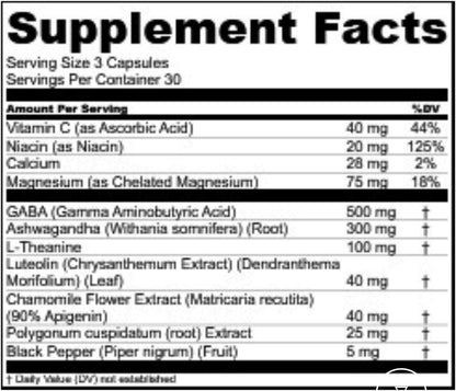 Levium Calming Stress Relief Vitamin Supplement | Natural Mood Boosting Capsules | 90 Count Bottle – 30 Day Supply