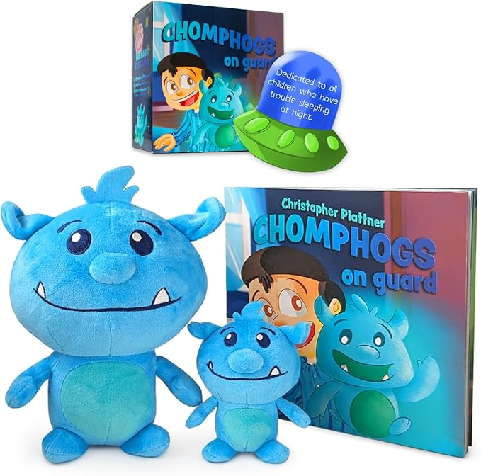 Chomphogs on Guard - Plush Protectors for Kids Scared of The Dark - Kids Finally Sleep Alone at Night - Storybook & Bedtime Buddies - Plush Animals and Book Set (1-9 Yrs.)