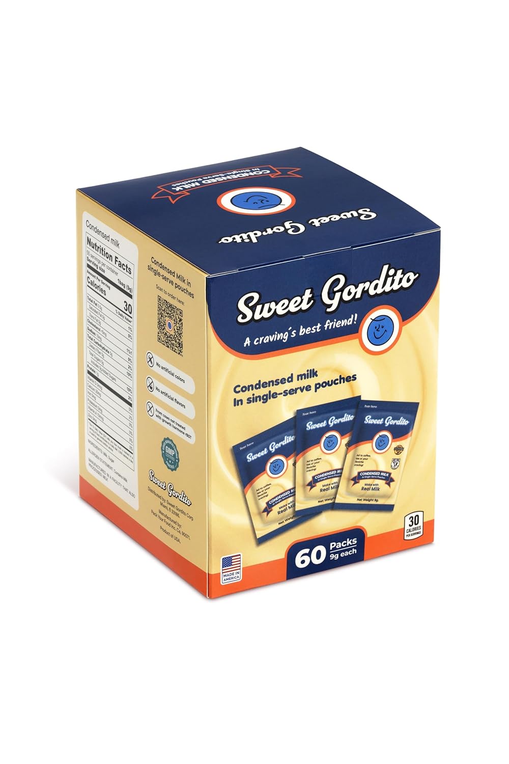 Sweet Gordito Sweetened Condensed Milk Packets – 60 Pack Travel Coffee Creamer Singles