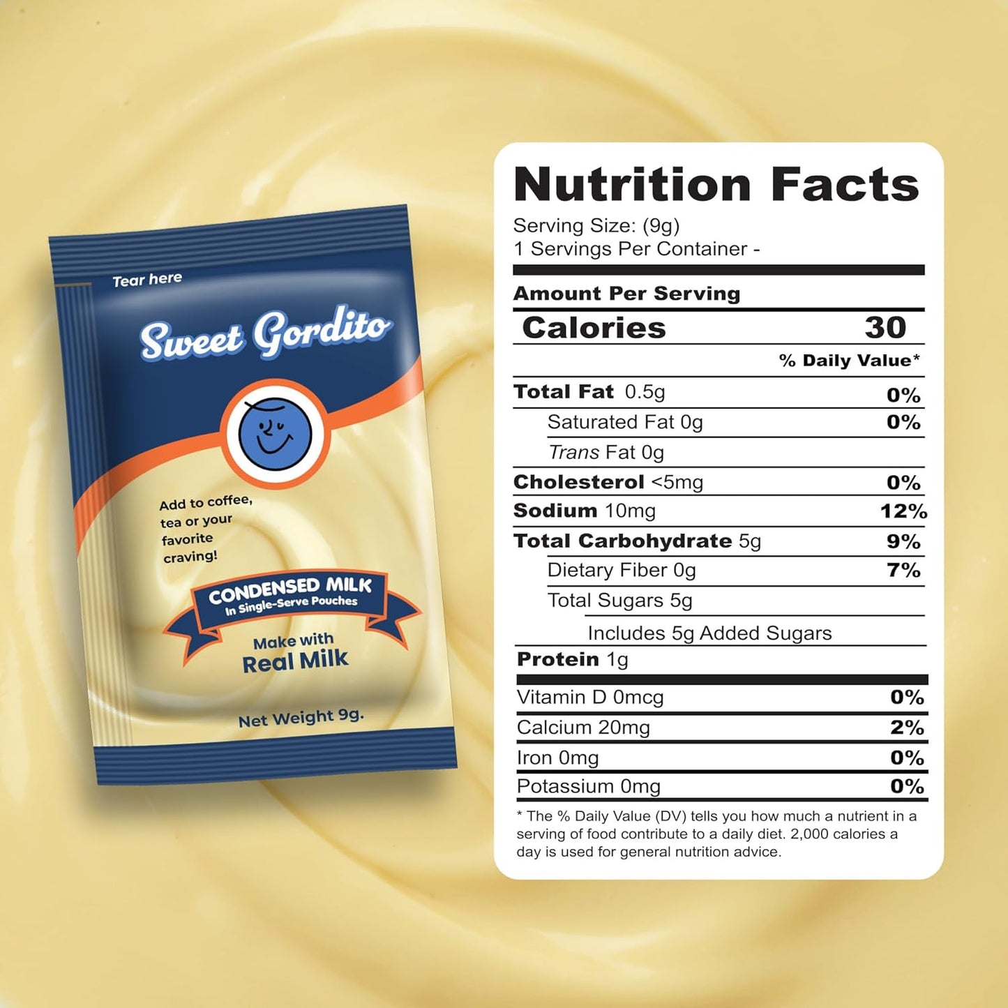 Sweet Gordito Sweetened Condensed Milk Packets – 60 Pack Travel Coffee Creamer Singles