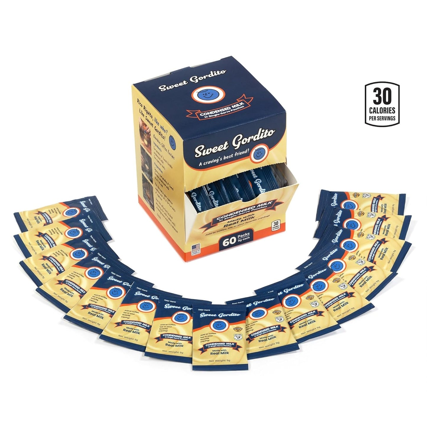 Sweet Gordito Sweetened Condensed Milk Packets – 60 Pack Travel Coffee Creamer Singles