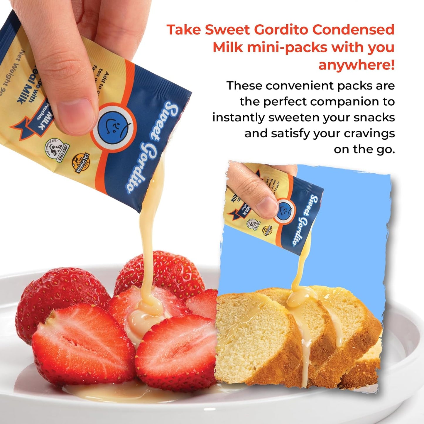 Sweet Gordito Sweetened Condensed Milk Packets – 60 Pack Travel Coffee Creamer Singles