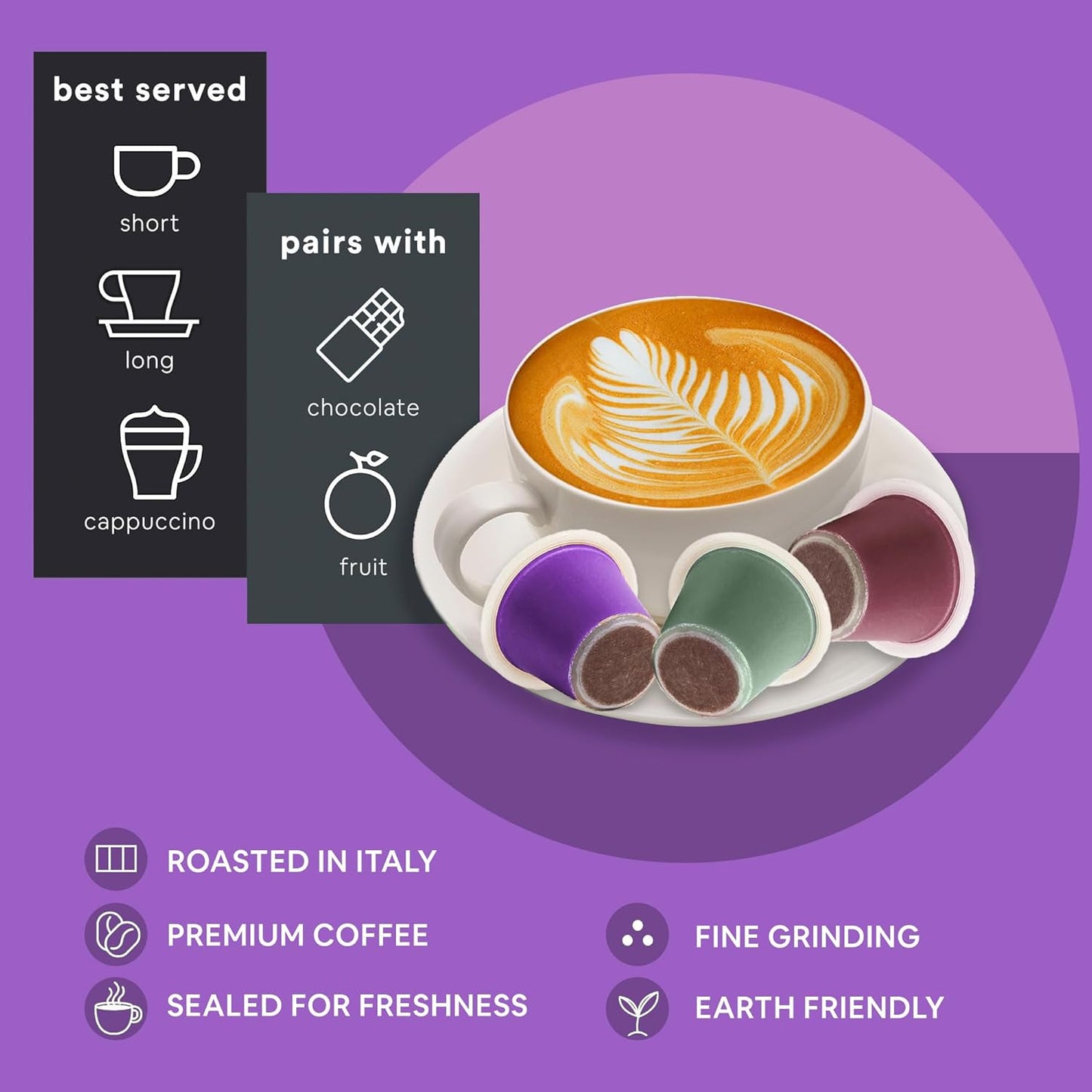 WOKEN COFFEE Compostable Nespresso Pods Variety Pack - Dark and Medium Roast Italian Espresso Coffee Capsules Compatible With Nespresso Coffee Machine (60 Pod Count, 6 Boxes)