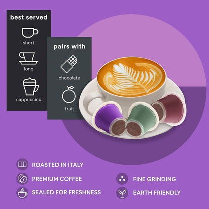 WOKEN COFFEE Compostable Nespresso Pods Variety Pack - Dark and Medium Roast Italian Espresso Coffee Capsules Compatible With Nespresso Coffee Machine (60 Pod Count, 6 Boxes)