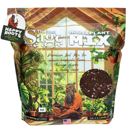 Soil Sage Houseplant Soil - Well-Draining Potting Mix for Indoor Plants - Coconut Coir, Composted Bark, Pumice & Mycorrhizae for Strong Roots & Growth - Made in U.S.A.