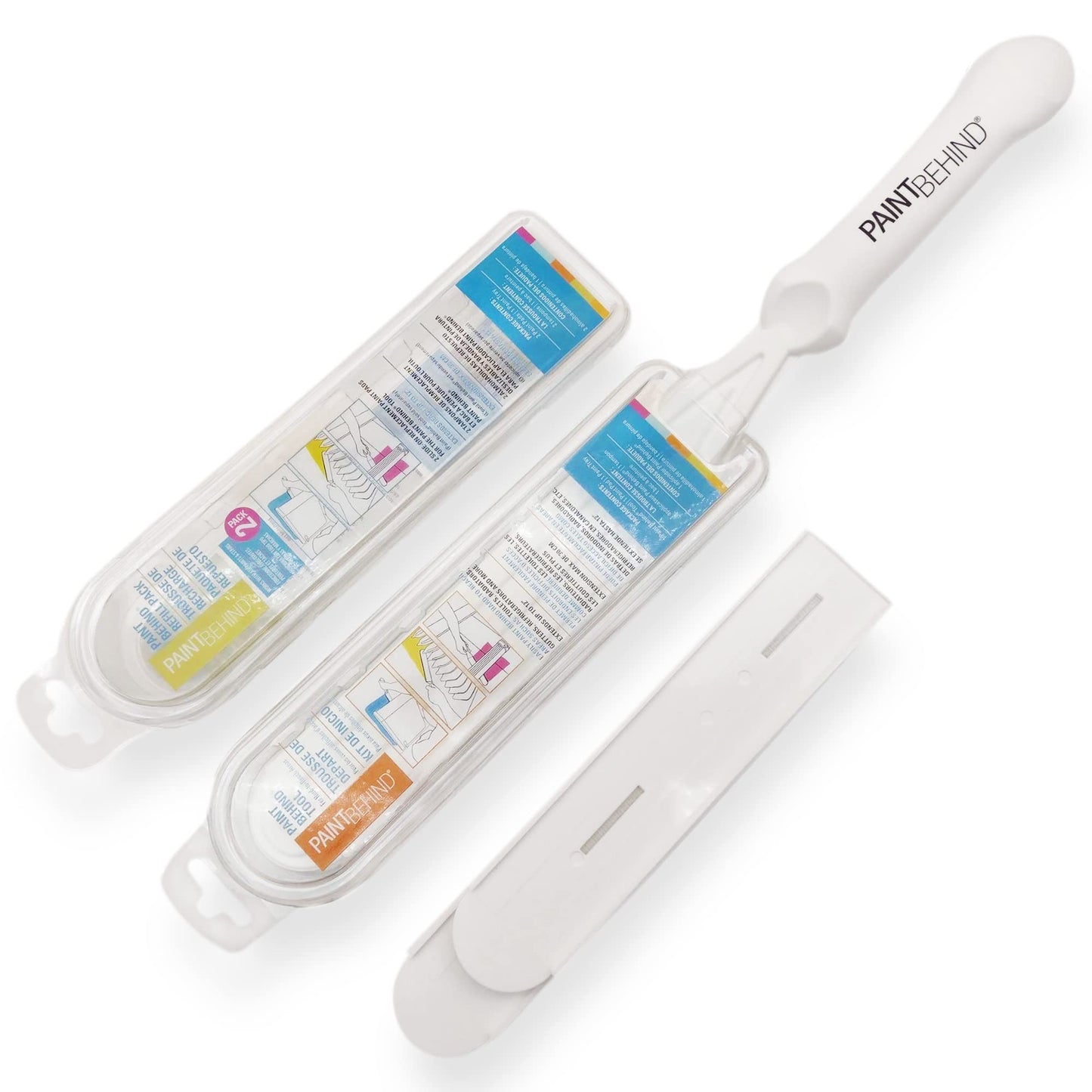 Paint Behind Toilet Tool Nylon Brush and Refill Bundle - Flat Paint Brush Set for Walls, Behind Toilet and Hard to Reach Areas - Painting Supplies for Home Interior Set