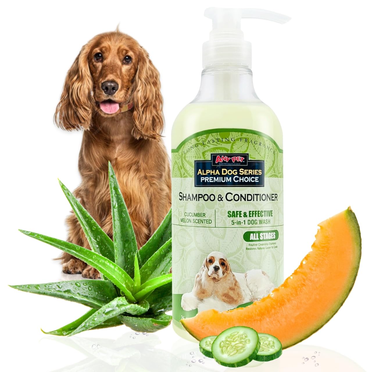 Alpha Dog Series All Stages Dog Grooming Natural Dog Shampoo and Conditioner with Aloe Vera, pH balanced Shampoo for Dogs, Tear-Free, Moisturizing Dog Shampoo for Sensitive Skin - 26.4 Oz