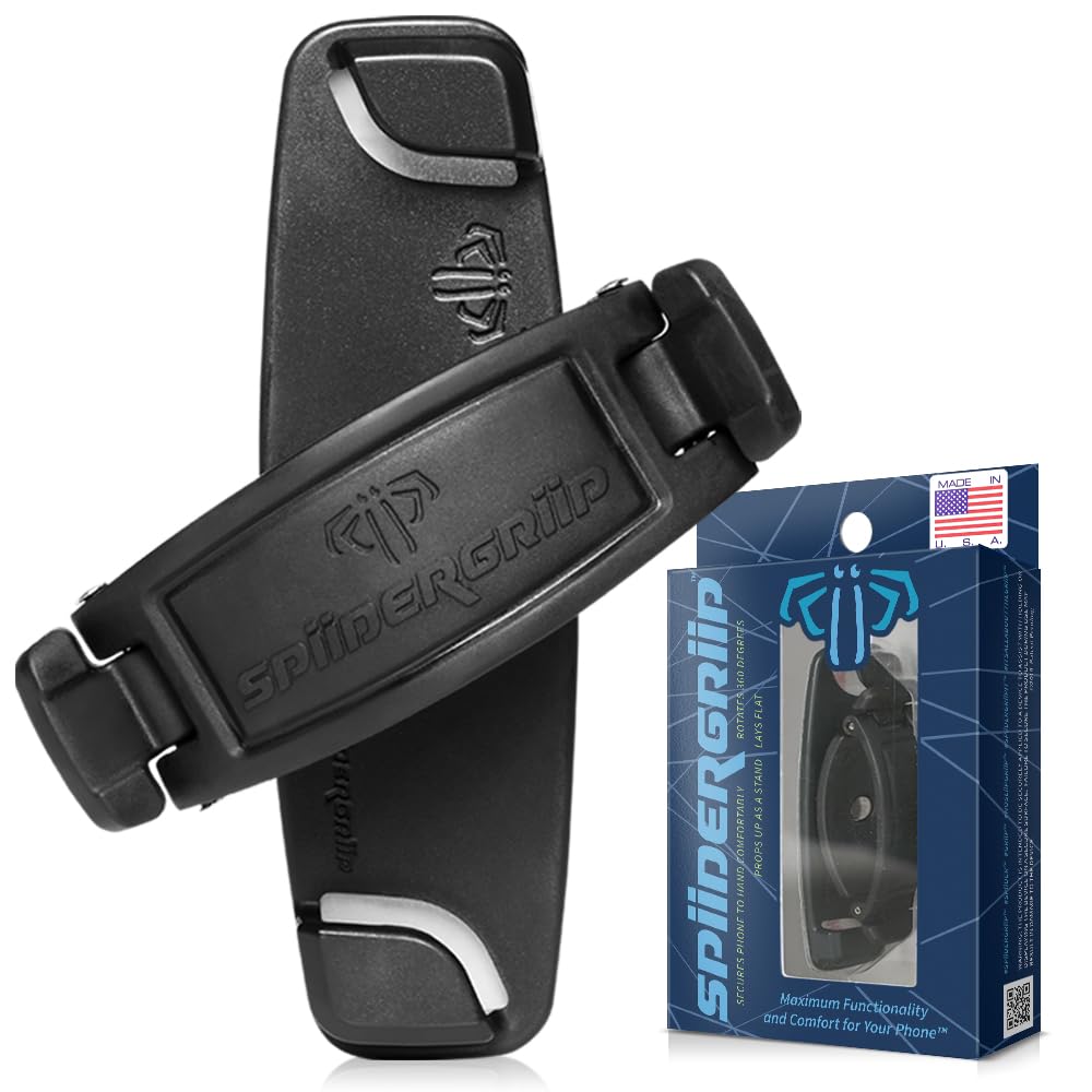 Mint Bucket Brands SpiiderGriip 360 Rotating Phone Grip – Flat-Fold Kickstand & Secure Strap – Works with iPhone, Android, Tablets & Cases – Comfortable & Durable