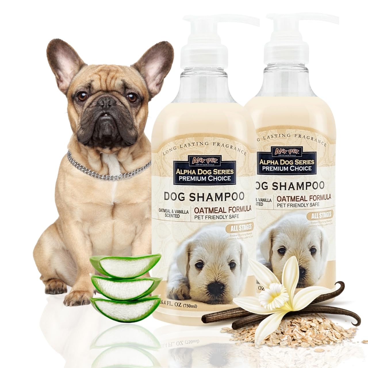 Alpha Dog Series All Natural Anti Itch Oatmeal Shampoo + Conditioner for Dogs | Hypoallergenic Soothing Relief for Dry, Itchy, Bitten or Allergy Damaged Skin (Pack of 2)