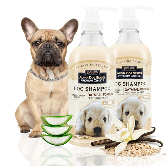 Alpha Dog Series All Natural Anti Itch Oatmeal Shampoo + Conditioner for Dogs | Hypoallergenic Soothing Relief for Dry, Itchy, Bitten or Allergy Damaged Skin (Pack of 2)