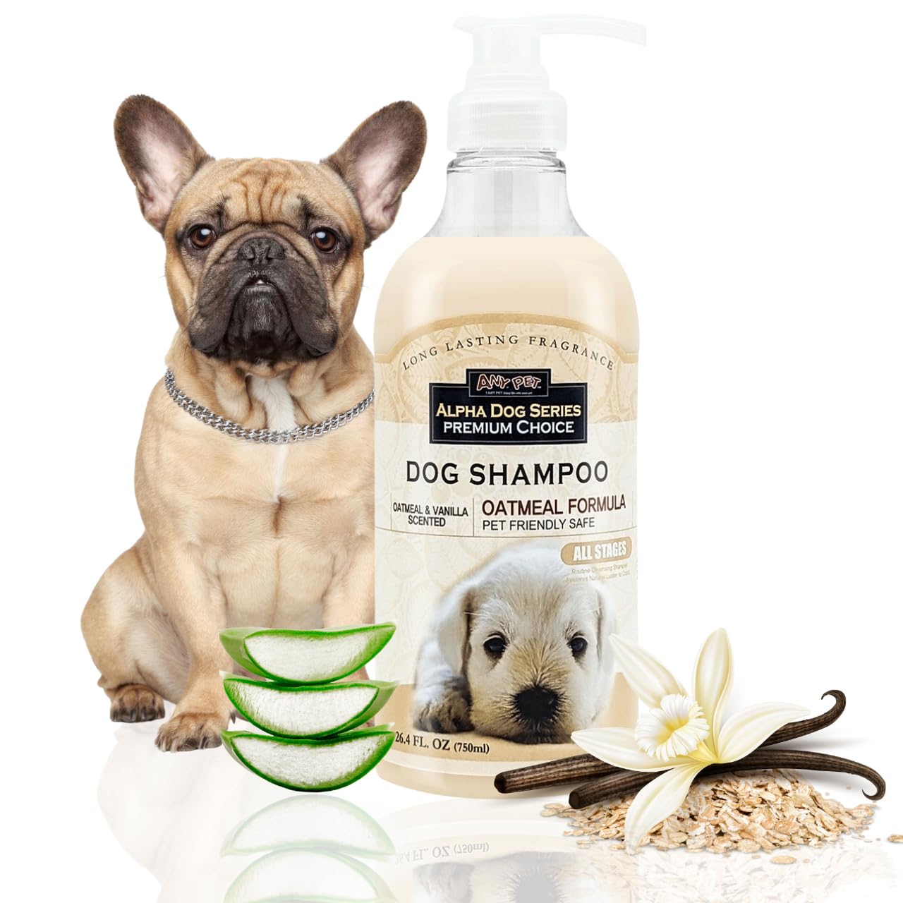 Alpha Dog Series Oatmeal Grooming Natural Dog Shampoo and Conditioner with Aloe Vera, pH balanced Shampoo for Dogs, Tear-Free, Moisturizing Dog Shampoo for Sensitive Skin - 26.4 Oz