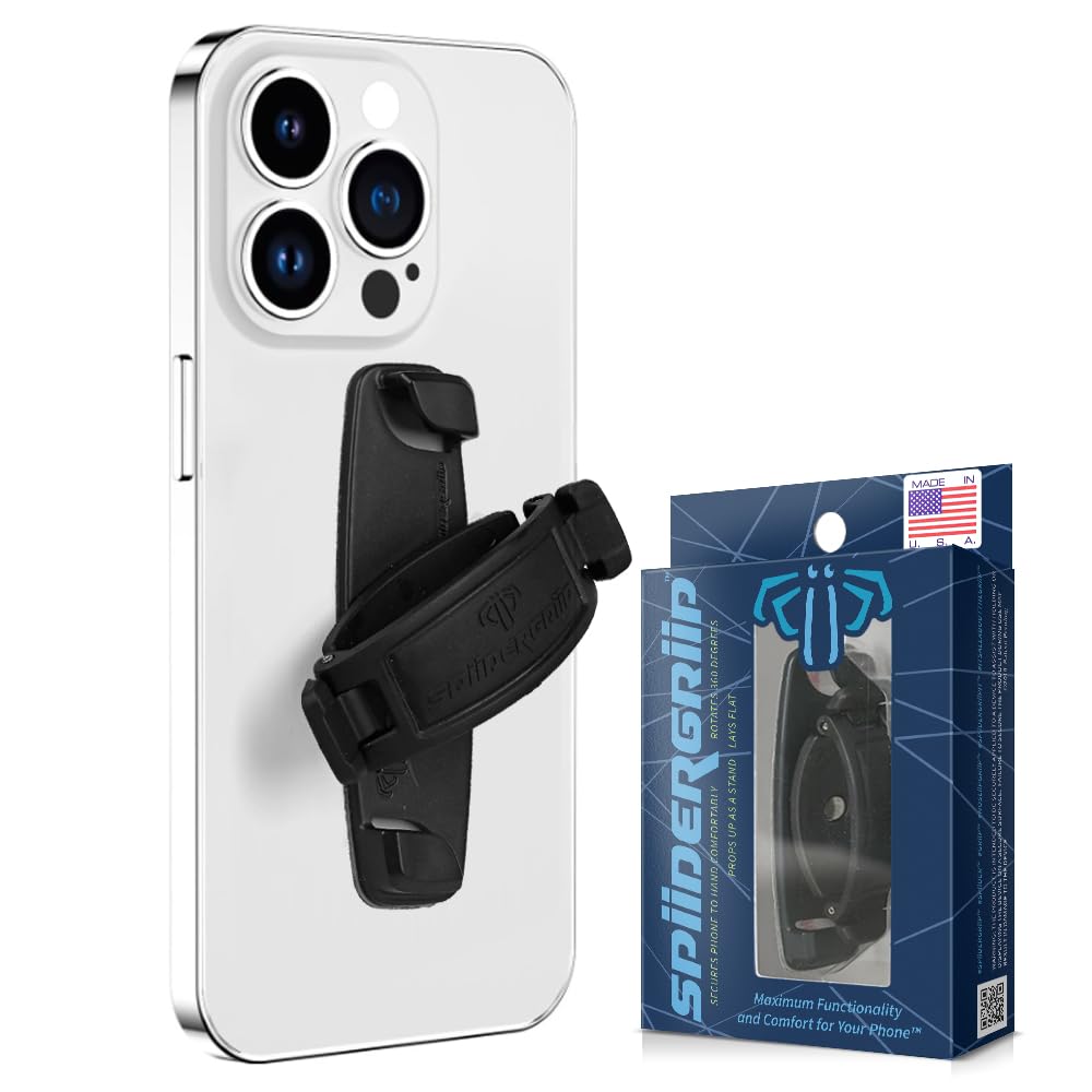 Mint Bucket Brands SpiiderGriip 360 Rotating Phone Grip – Flat-Fold Kickstand & Secure Strap – Works with iPhone, Android, Tablets & Cases – Comfortable & Durable