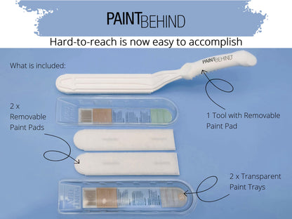 Paint Behind Toilet Tool Nylon Brush and Refill Bundle - Flat Paint Brush Set for Walls, Behind Toilet and Hard to Reach Areas - Painting Supplies for Home Interior Set